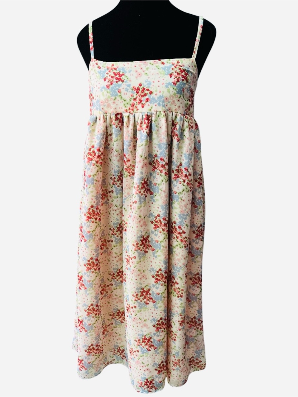 HANDMADE Floral Empire Waist Sundress Size Medium Cottagecore Midi